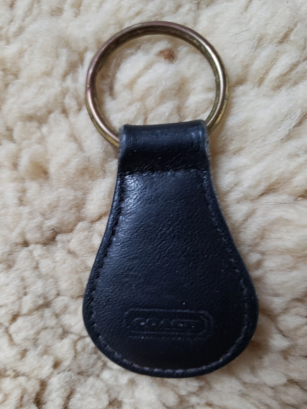 Coach Vintage Black Leather Fob with Brass Key Ring